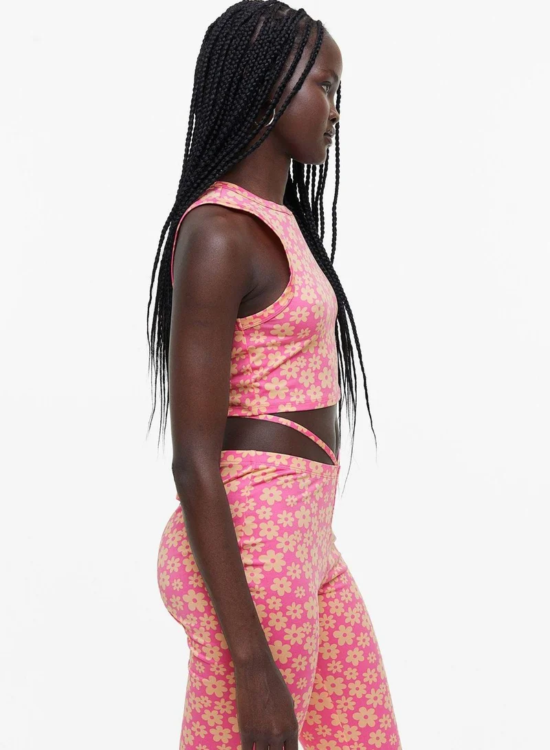 H&M Floral Print Knitted Crop Top